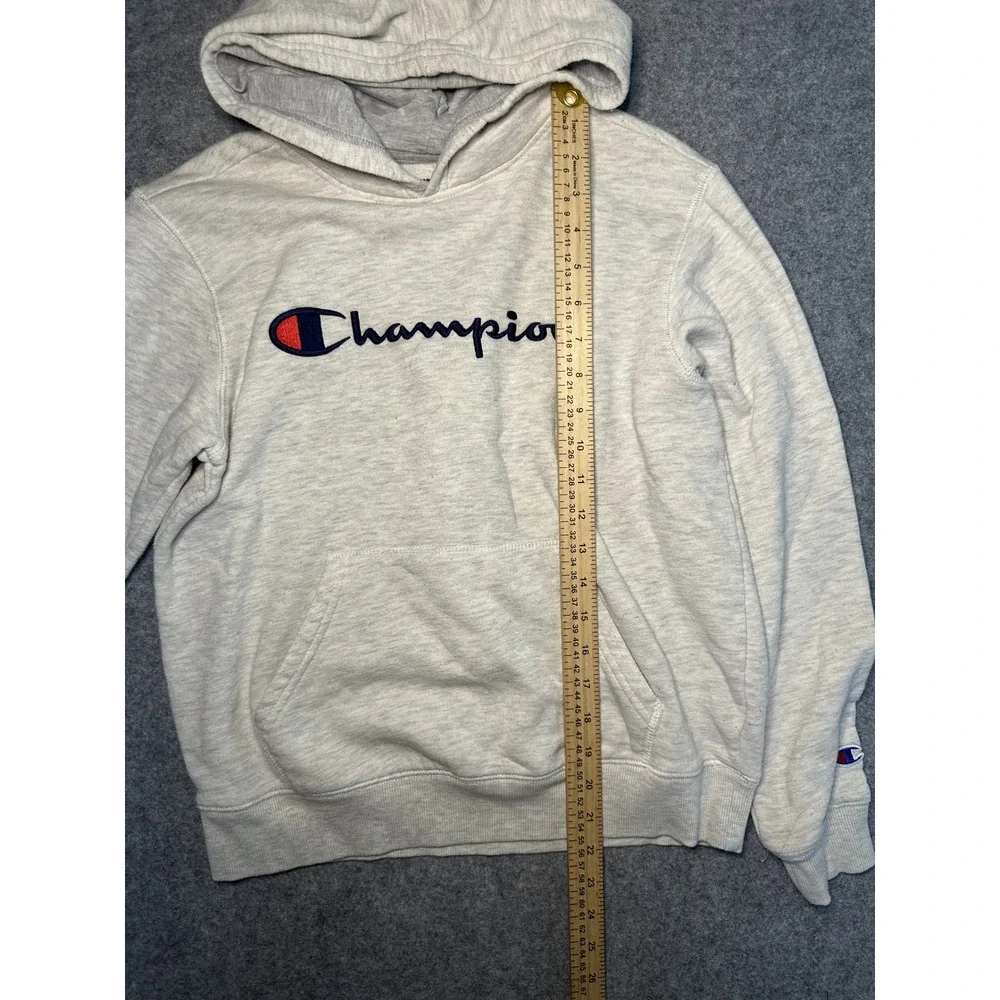 Champion Authentic Athleticwear Hoodie Boys L Grey Heather Logo Fleece Pullover‎